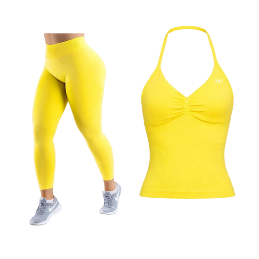 Seamless set  amarillo Yellow “halter”
